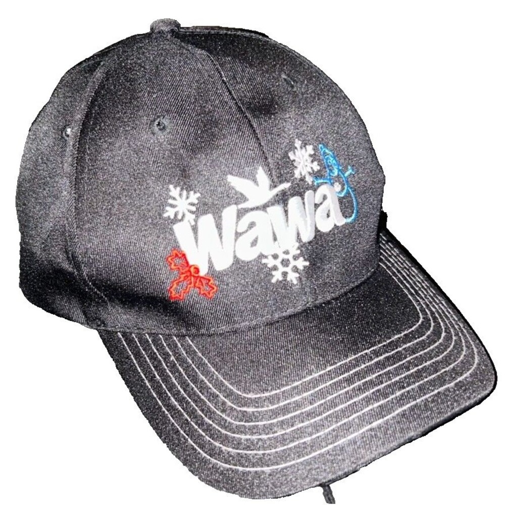 Wawa Winter Snowflake Snowman Embroidered Hook Loop Back Baseball Ball Cap Hat